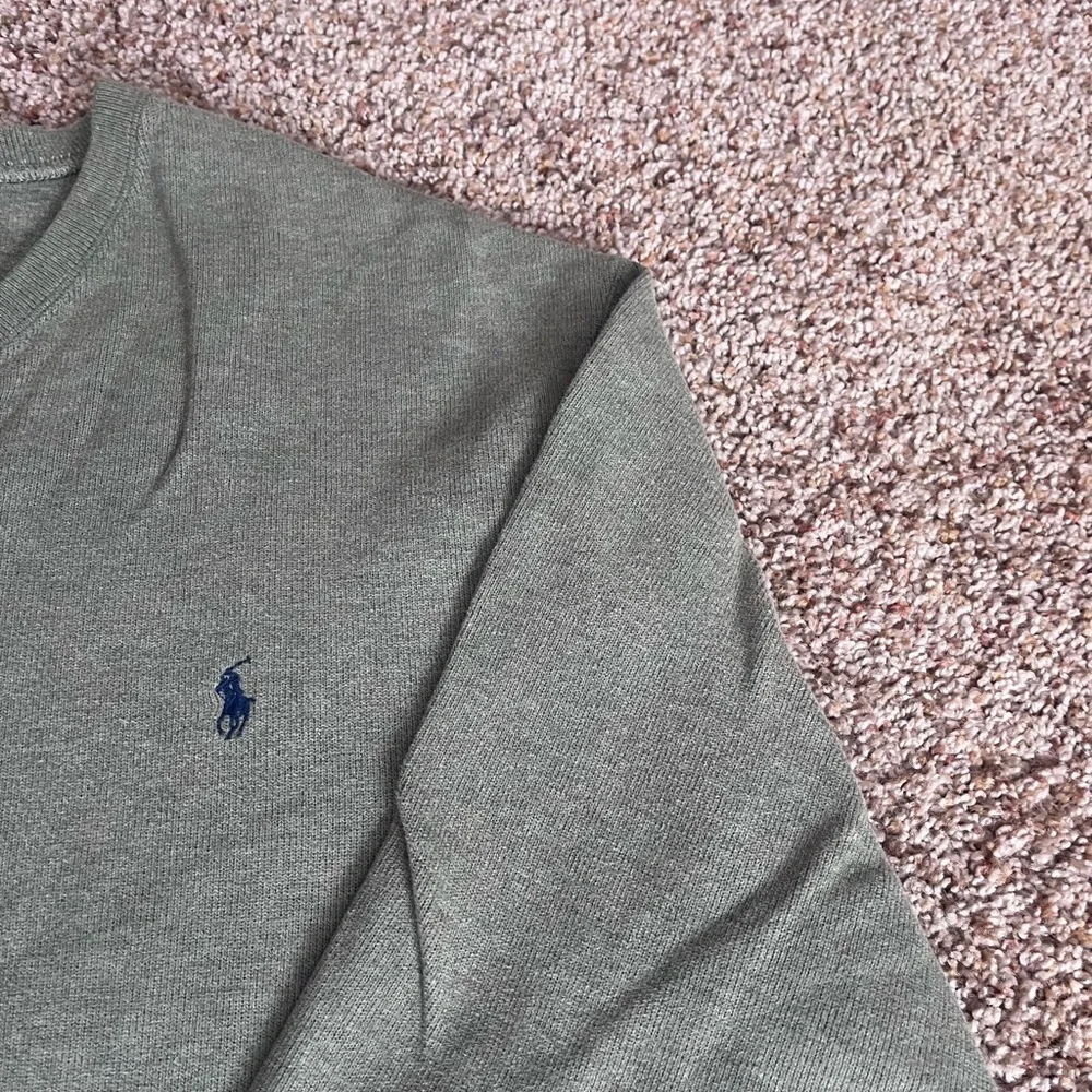 Vintage‎ 90s Polo Ralph Lauren Green Gray V-Neck Pullover Sweater